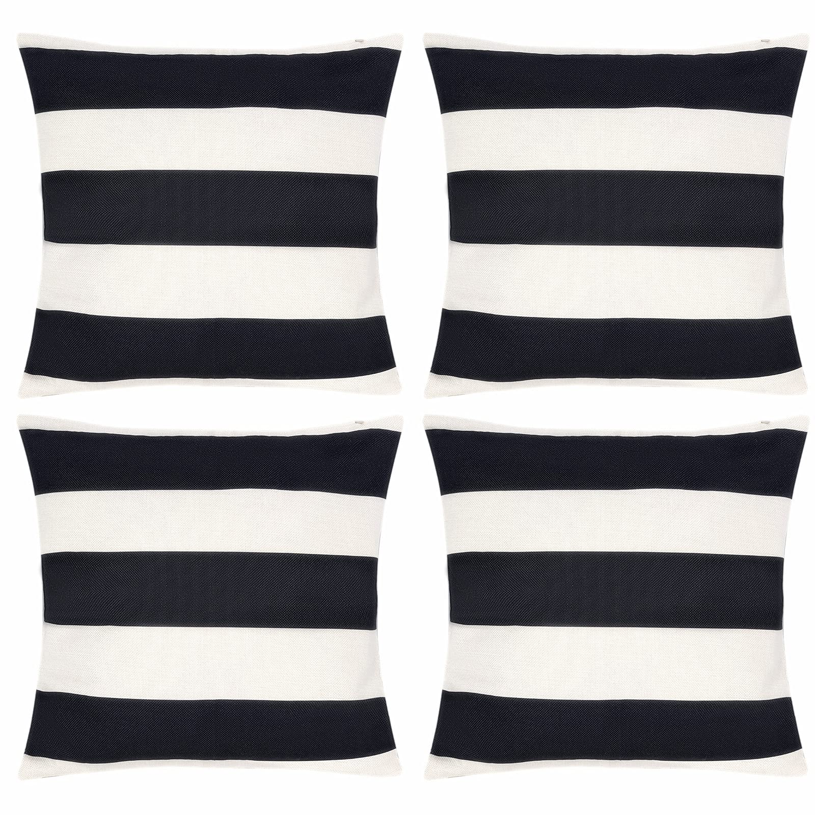 Tiggell waterproof striped pillow cover 18x18, ideal for outdoor cushions in rain.