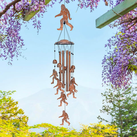 TIGGSY Bigfoot wind chime closeup of bells for crisp tones.