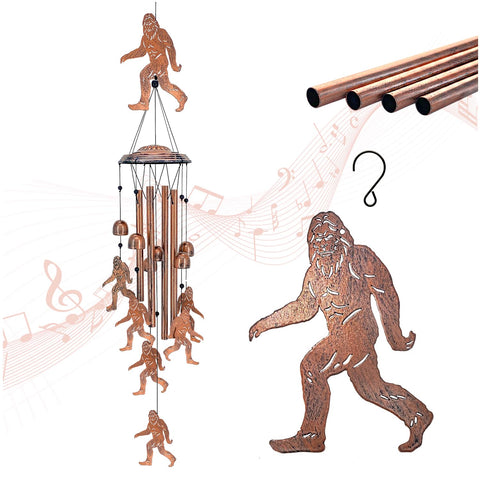 TIGGSY Bigfoot wind chime front view for outdoor gardens and porches.