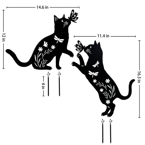 TIGGSY cat silhouette yard art elevates outdoor decor with elegant metal design.