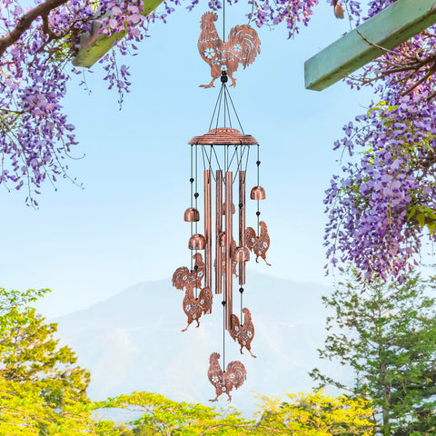 TIGGSY chicken wind chime enhances garden ambiance and yard decor.