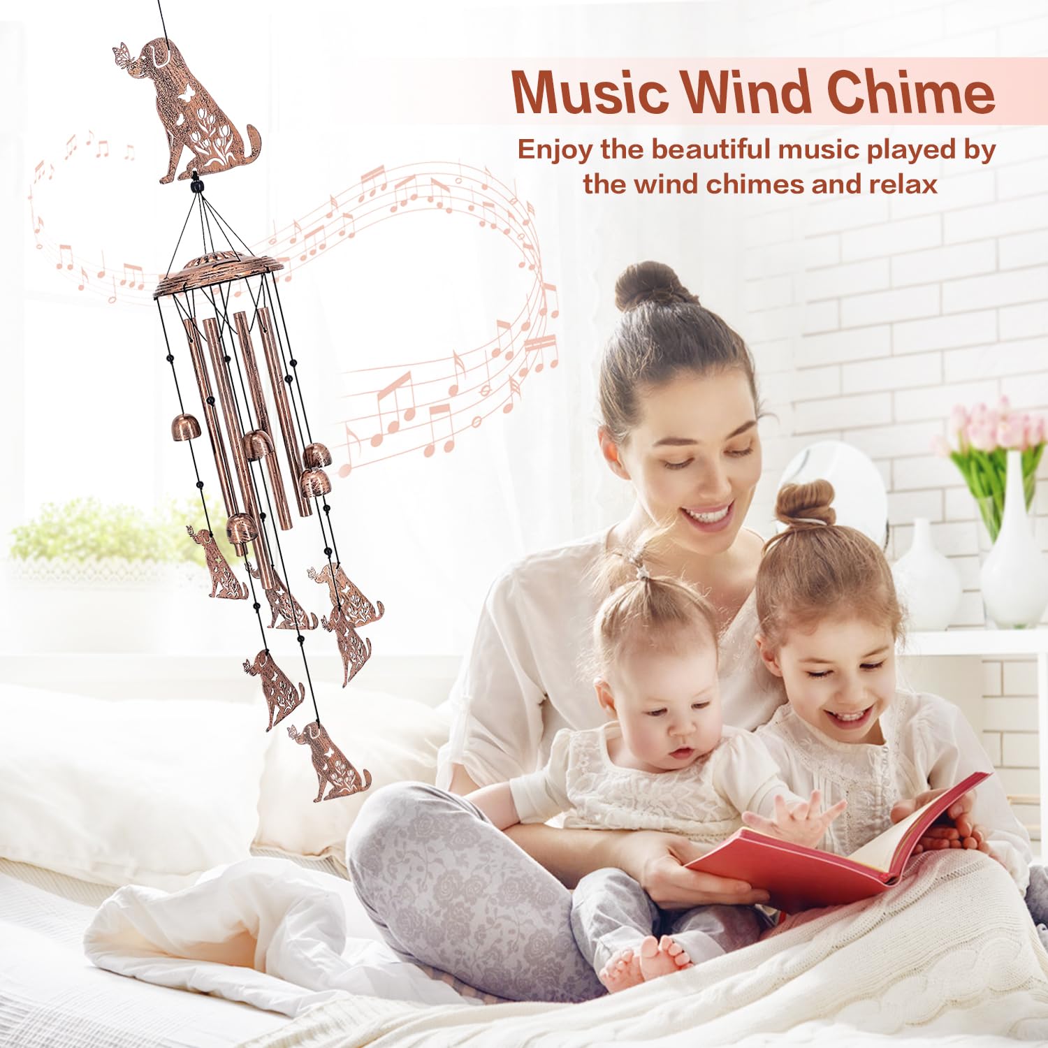 TIGGSY Dog Wind Chime uses an S-hook for simple, secure hanging