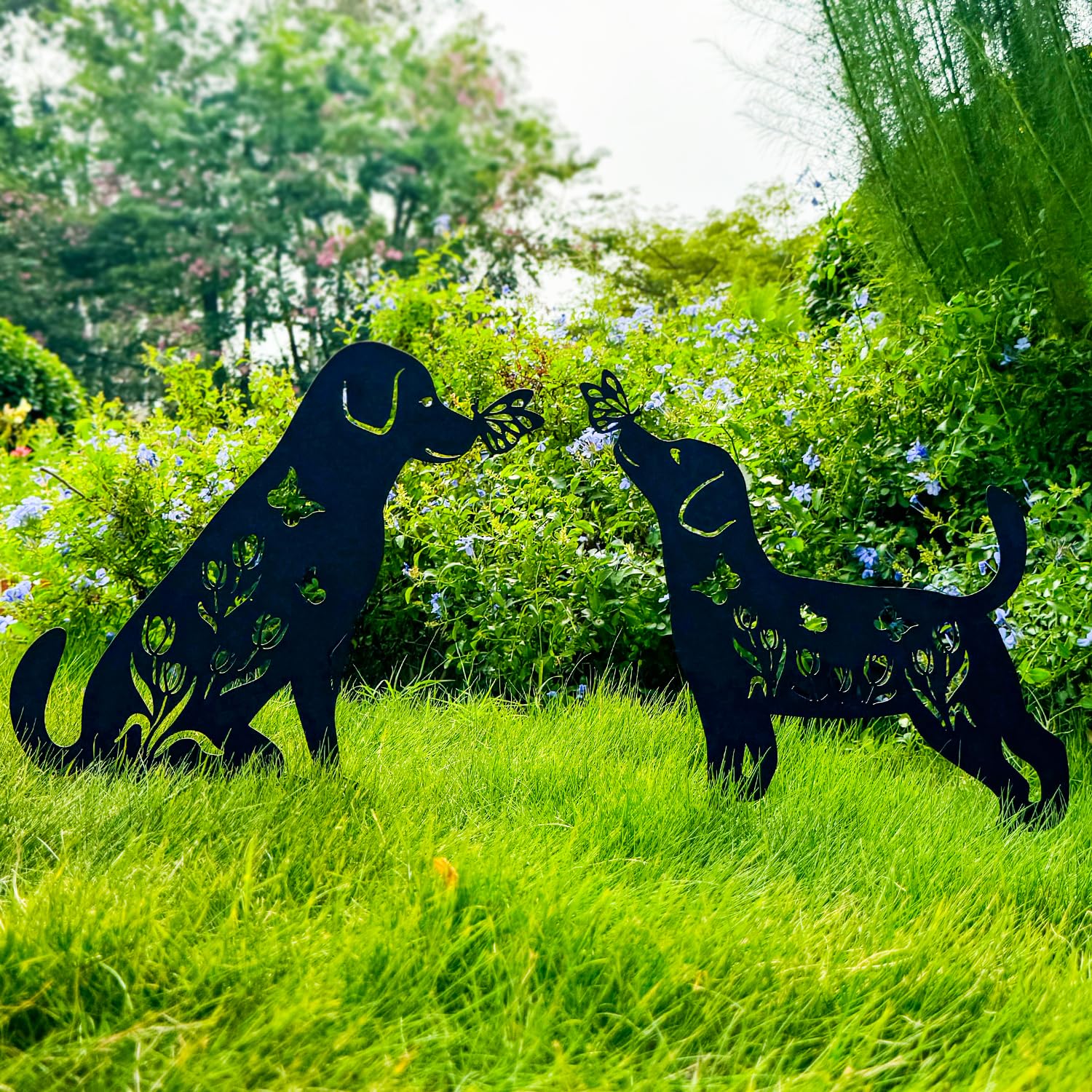 TIGGSY dog-figure-outdoor-decor stake brightens patios with weatherproof charm.