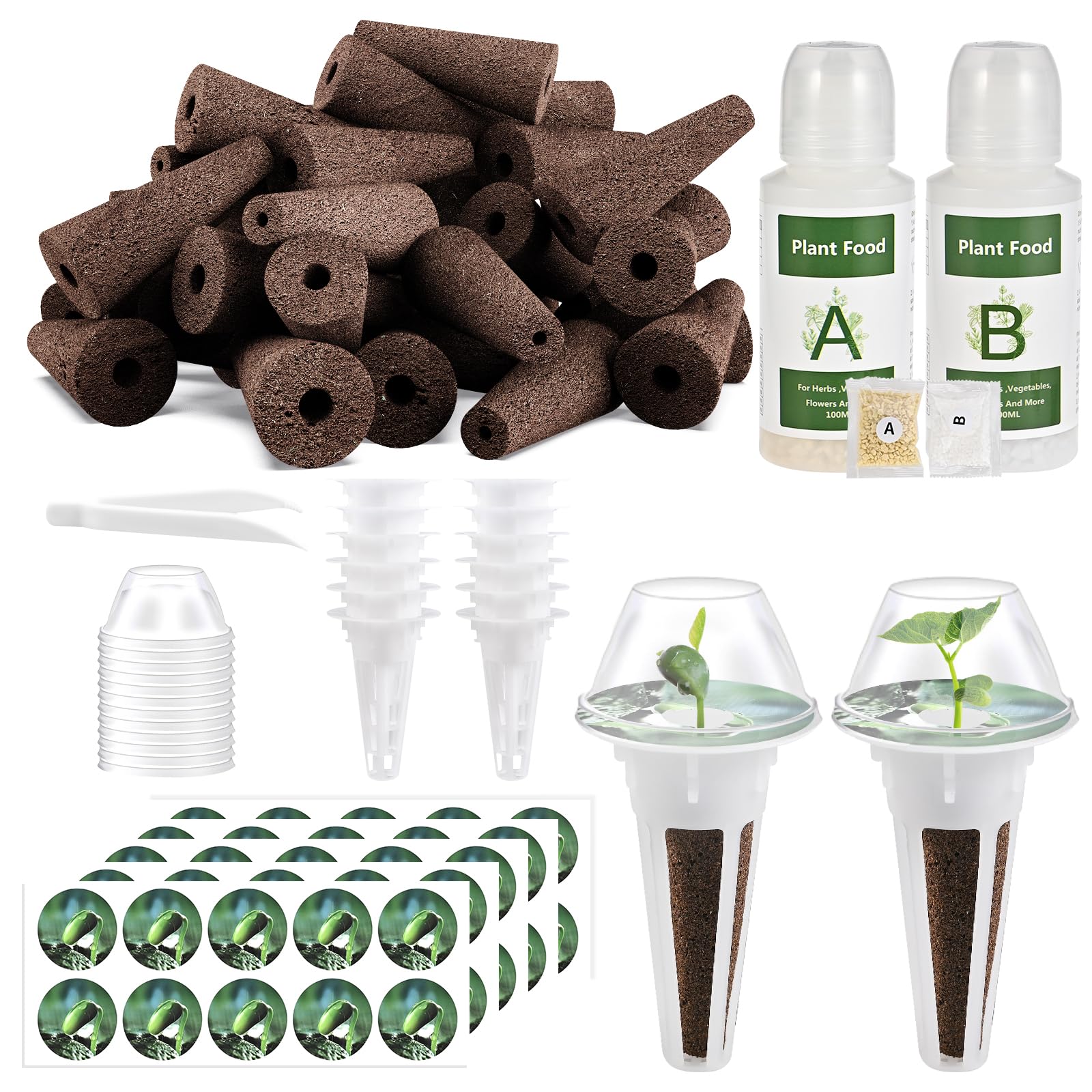 Tigvio 126-piece hydroponic pods kit for indoor herbs and greens starter.