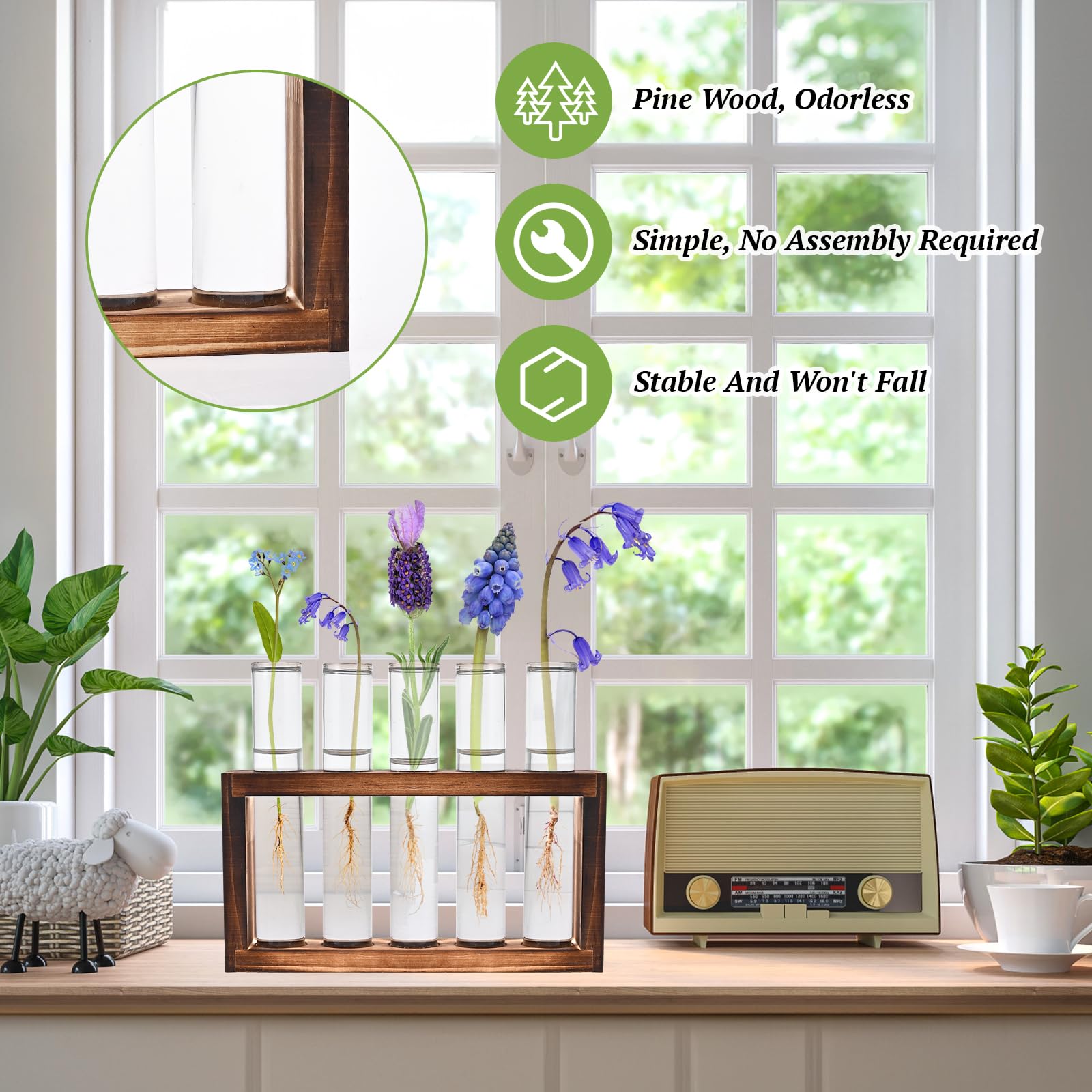 Tigvio borosilicate glass tubes inside the propagation station for clear root view