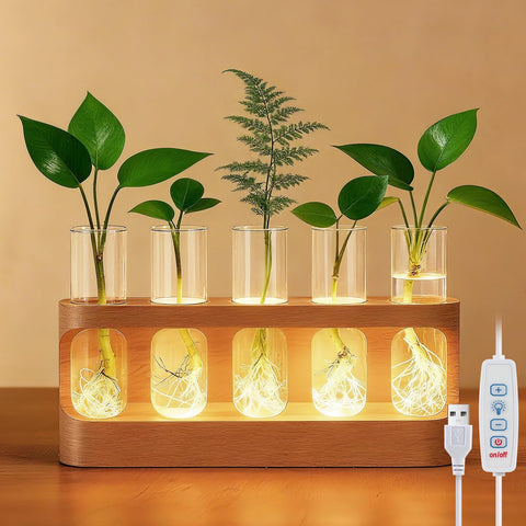 Tigvio propagation station with LED panel enhances desktop herb growth.