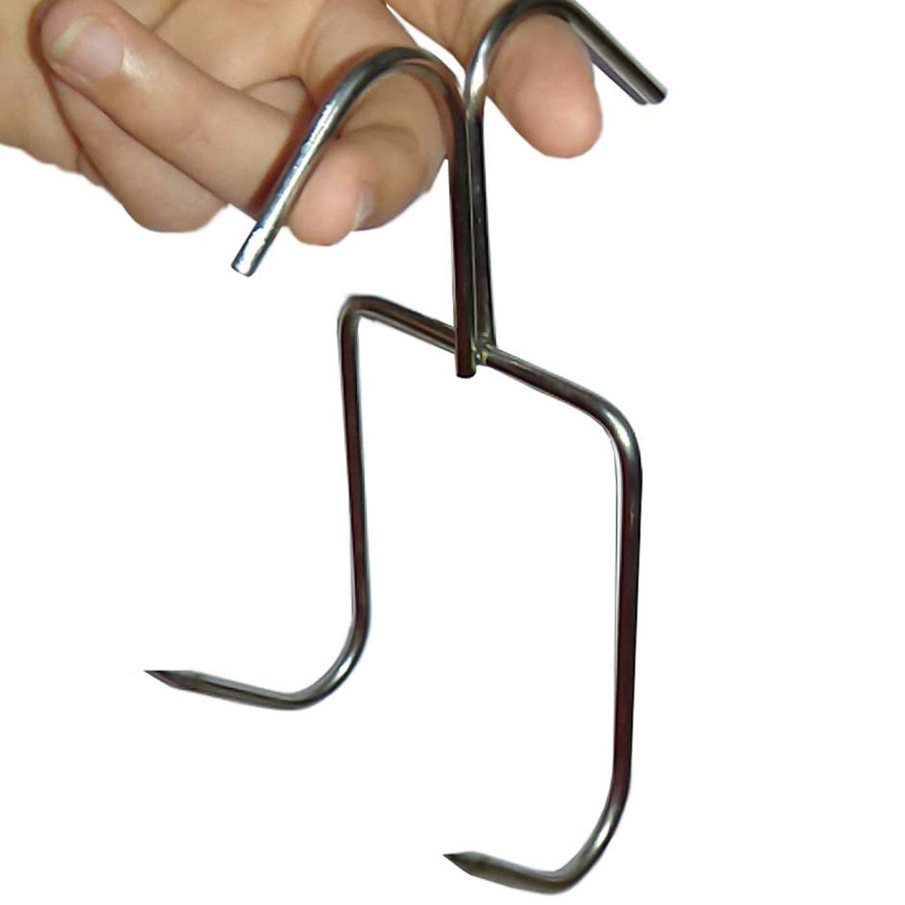 TIHOOD smoker hooks meat hangers image showcases 4-pack versatility for smoking various cuts.