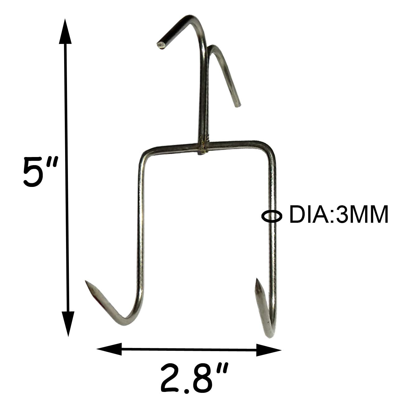 TIHOOD smoker hooks roast duck hooks image demonstrates durable 3mm wire for high-heat roasting.