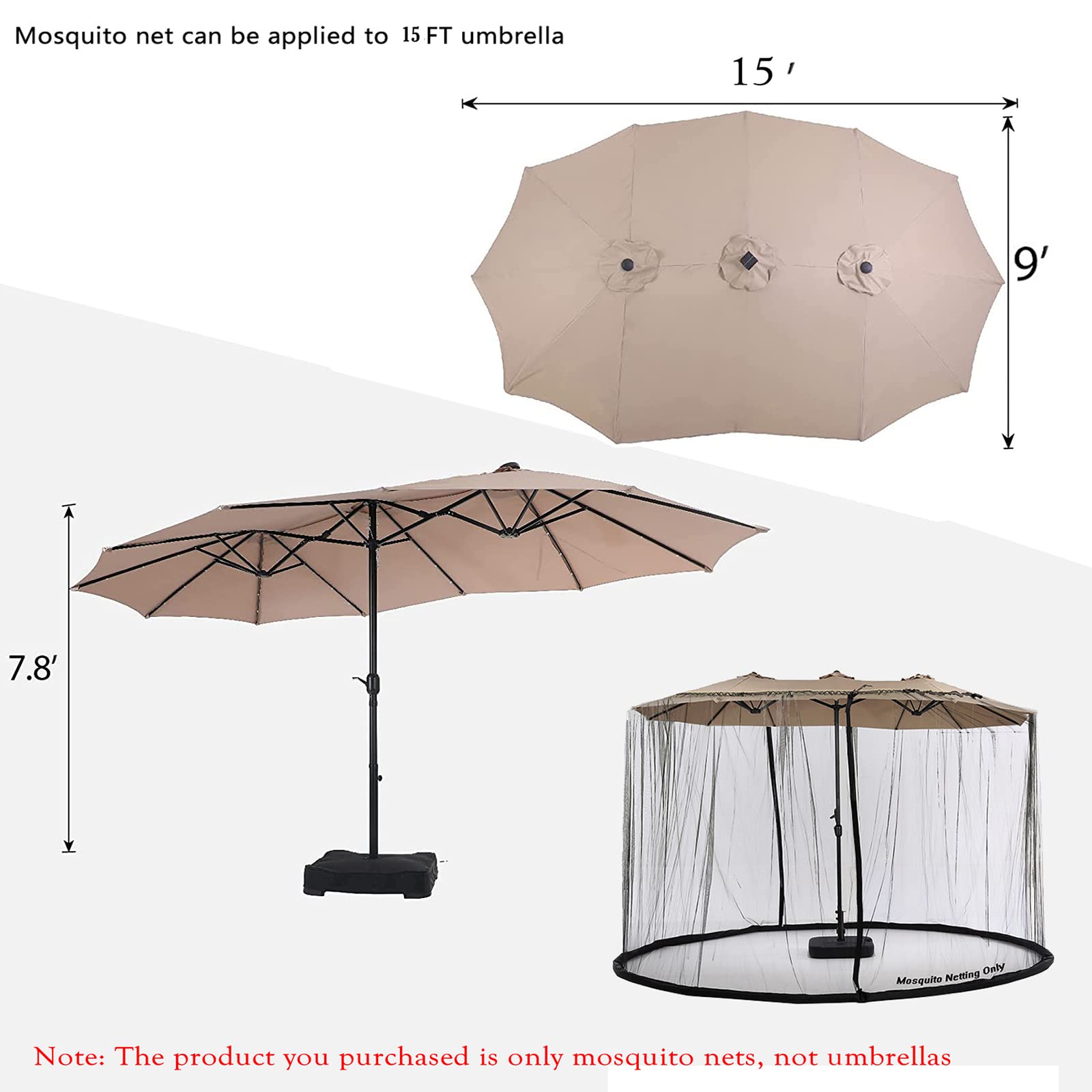 Easy-drawstring installation shown for quick setup on a patio umbrella by Tiimmgaal