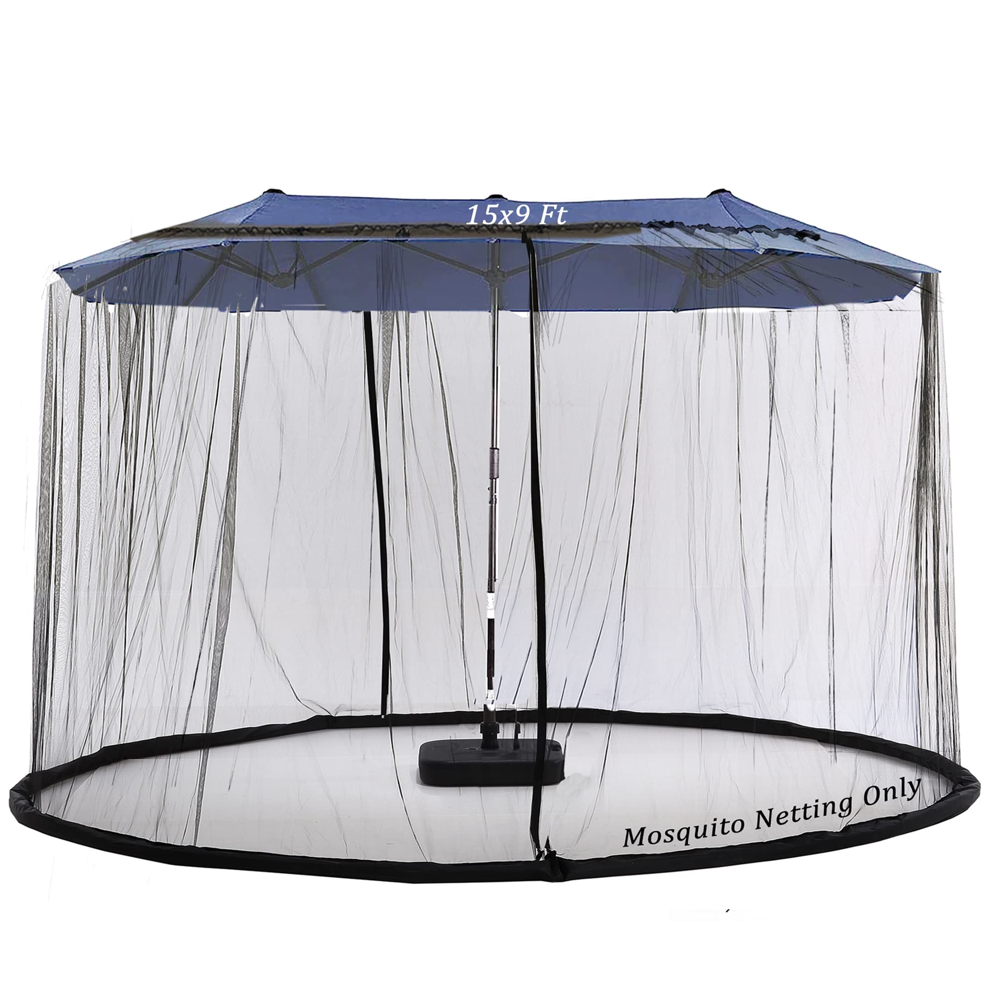 Tiimmgaal 15FT mosquito netting on umbrella top view blocks insects while letting breeze