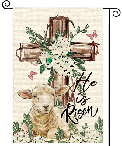 Tikeciti Easter lamb welcome flag, front-yard display for seasonal welcome.