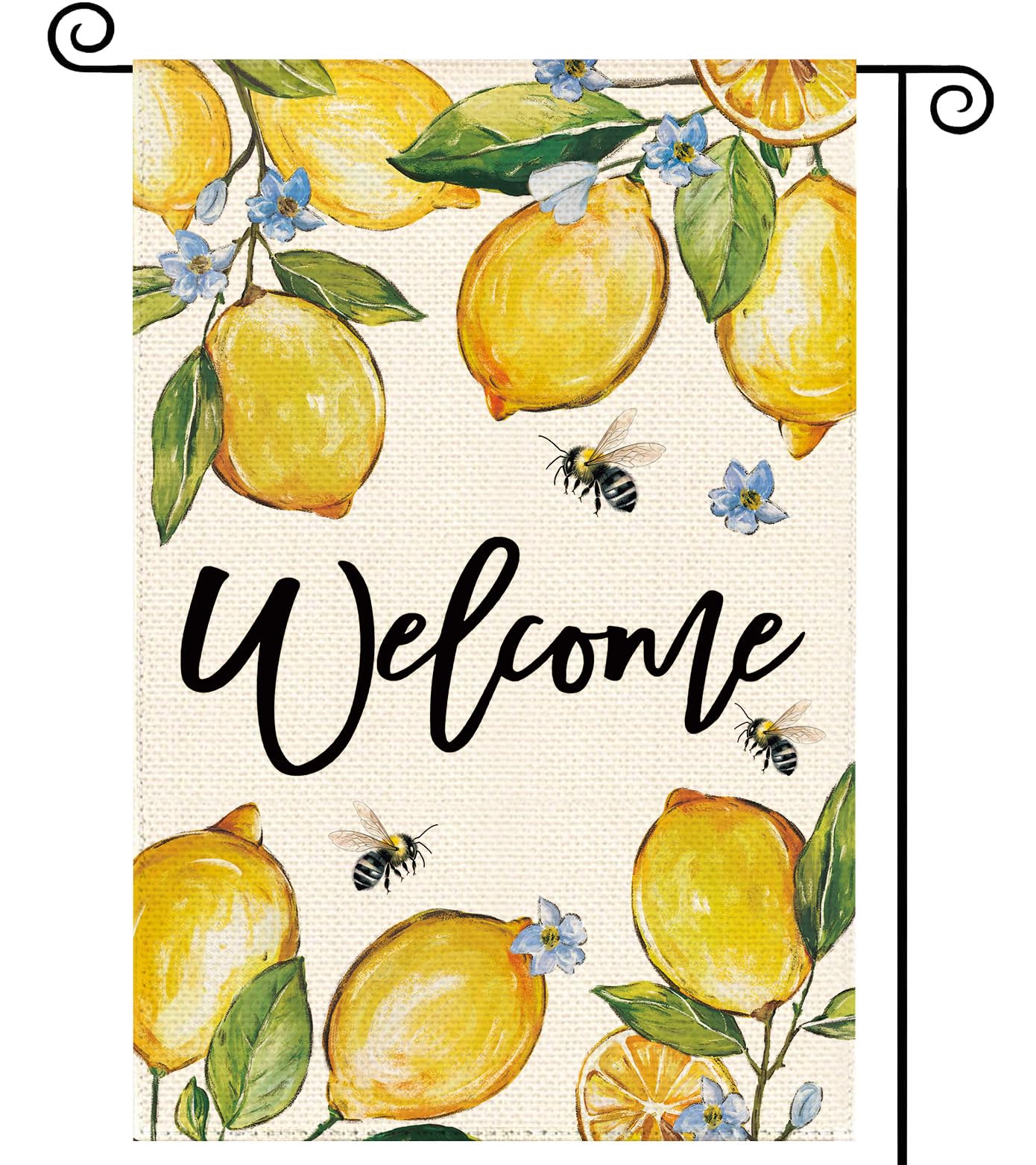 Tikeciti Lemon Welcome flag front view boosts curb appeal with bright summer charm