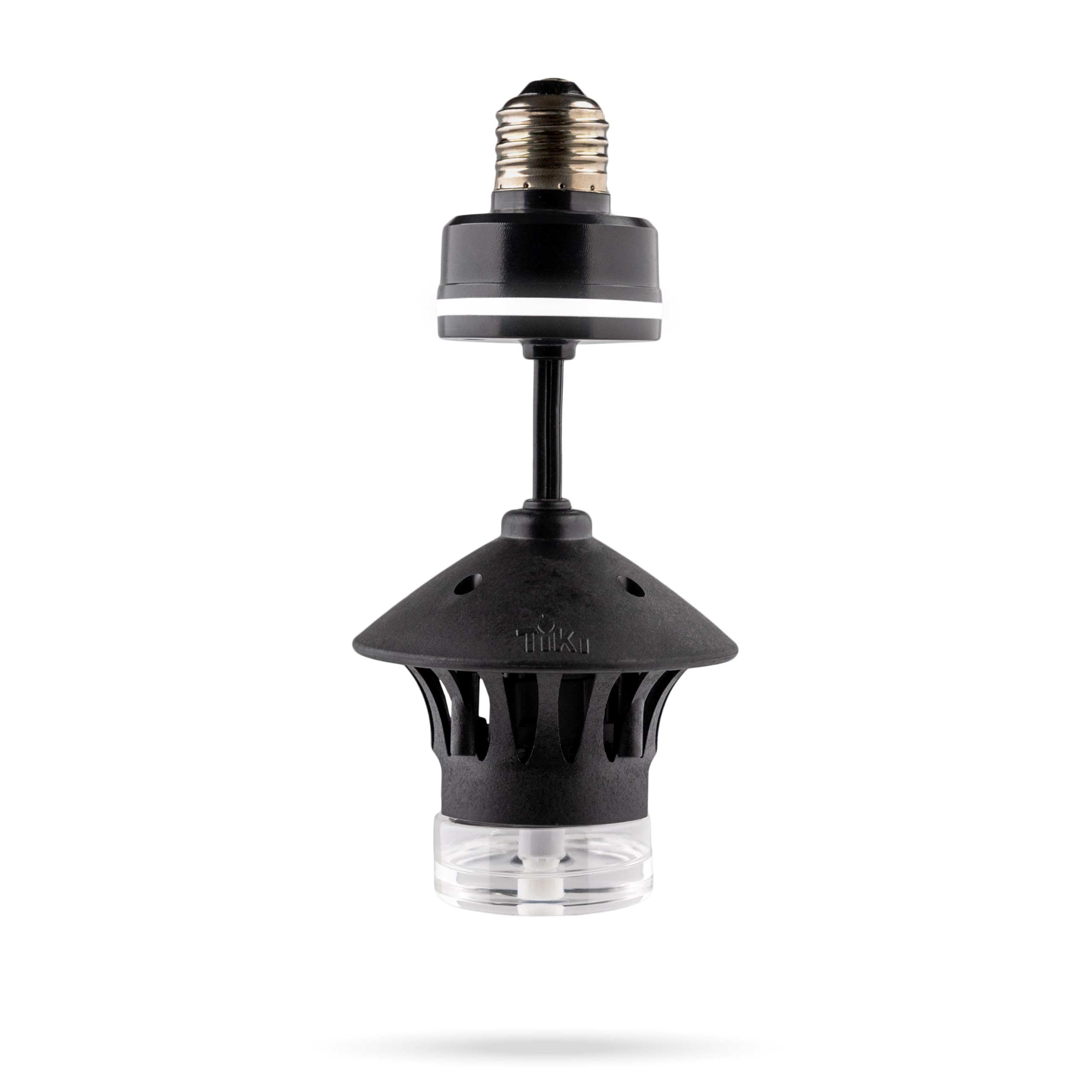 TIKI BiteFighter Plug & Repel on string lights for odor-free outdoor mosquito protection.