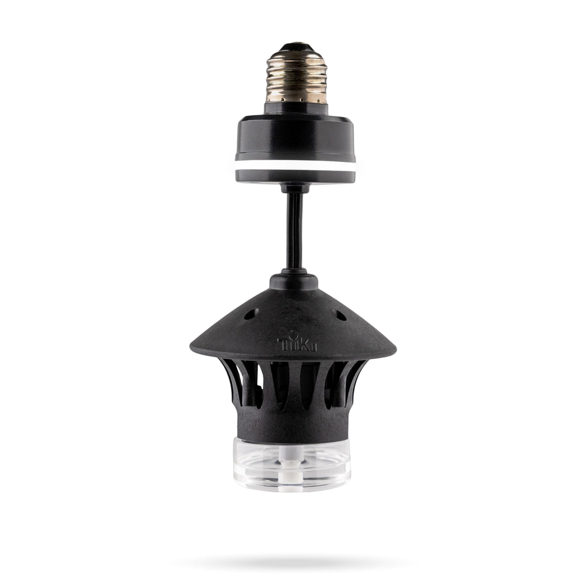 TIKI BiteFighter Plug & Repel on string lights for odor-free outdoor mosquito protection.