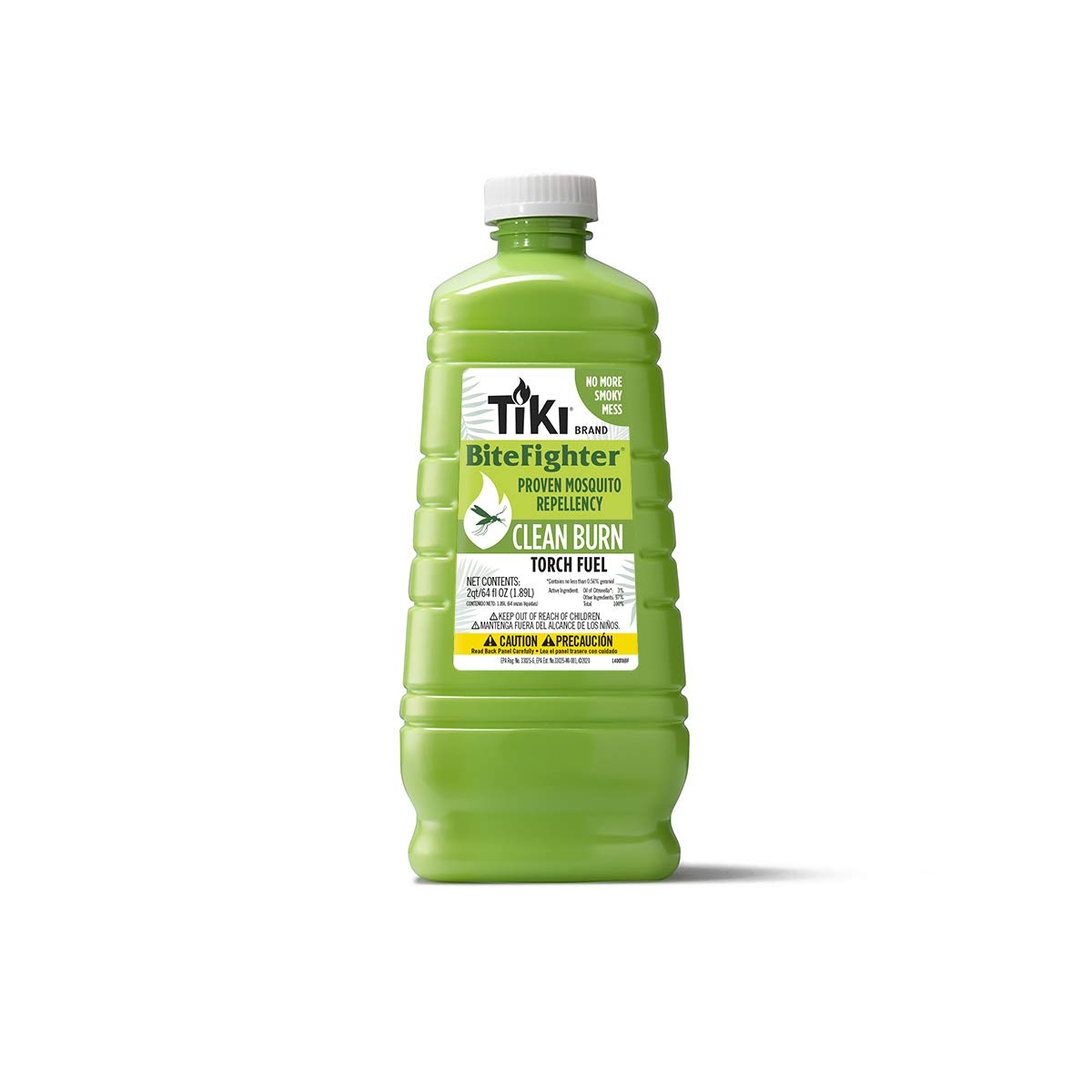 TIKI Clean Burn 64oz bottle of plant-based fuel for outdoor mosquito relief
