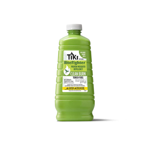 TIKI Clean Burn 64oz bottle of plant-based fuel for outdoor mosquito relief