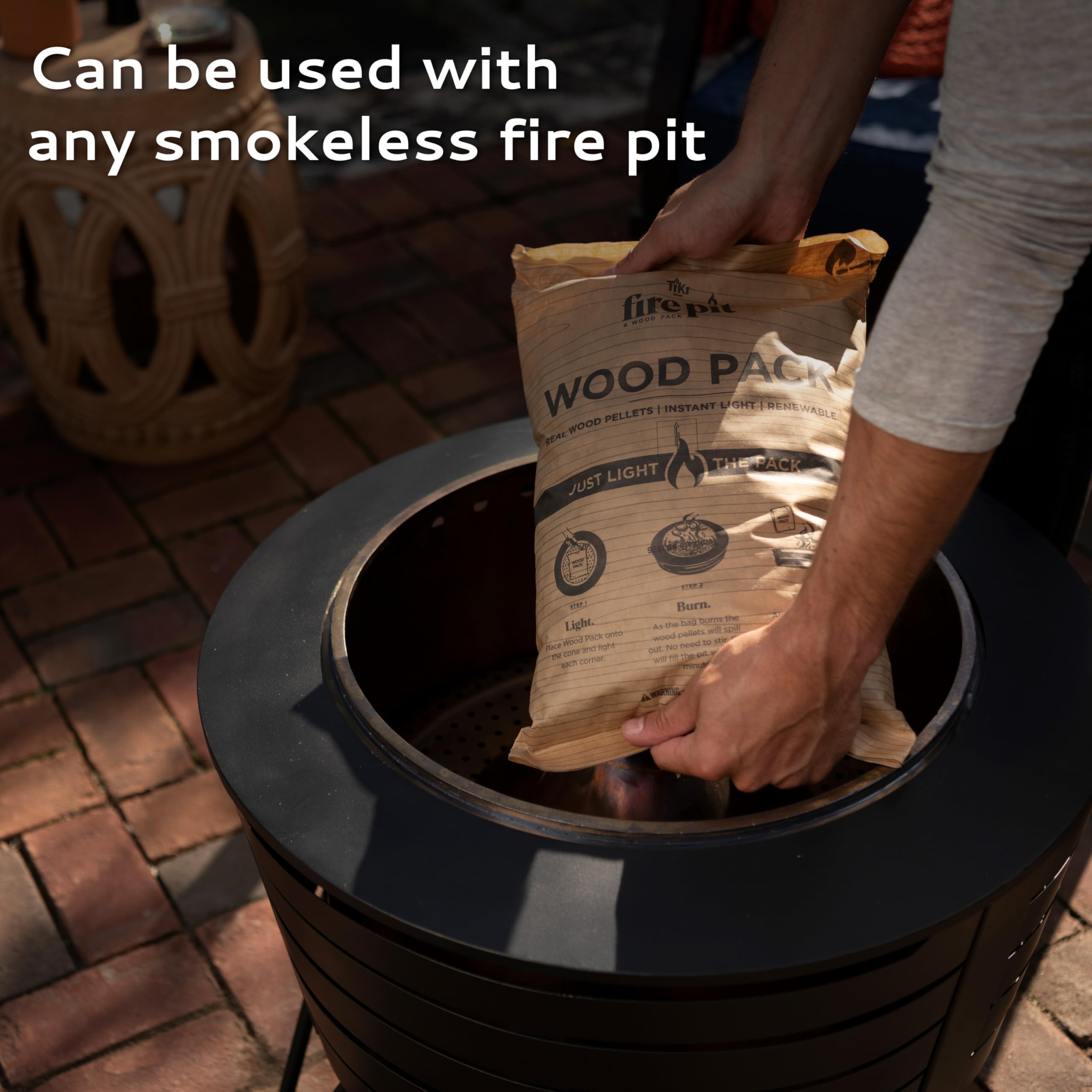 TIKI Wood Pack ideal for camping and patio use with 30-minute burns