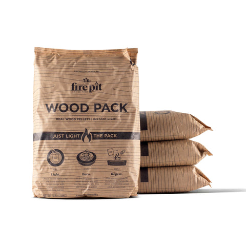 TIKI Wood Pack four-pack ignition for quick, smokeless fire