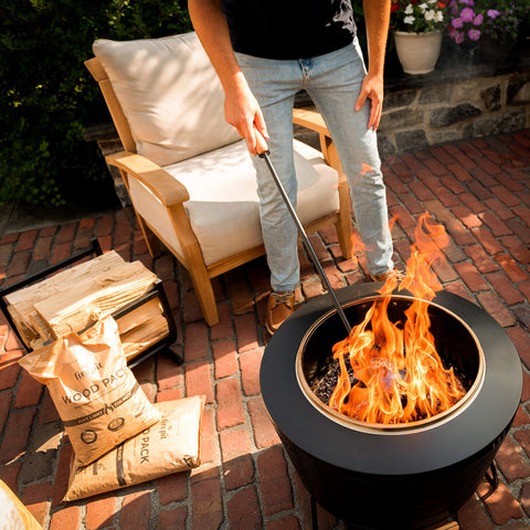 TIKI Wood Pack low-odor pellets create clean outdoor fires