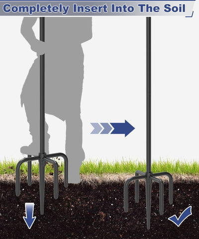 Tikimilor 5-prong base anchors securely into the ground for stability.
