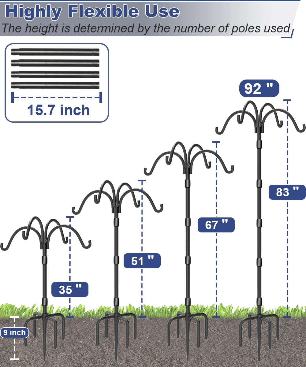 Tikimilor adjustable-height pole with four extensions fits 35.9–83 inches for versatile outdoor arrangements.