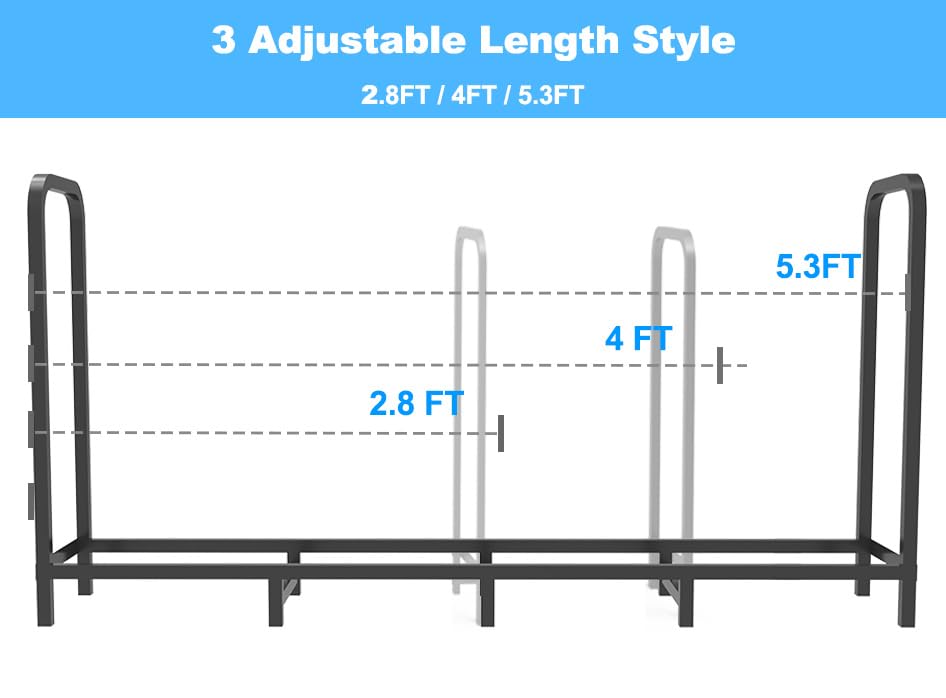 Tikimilor firewood rack in black finish keeps wood organized in tight spaces