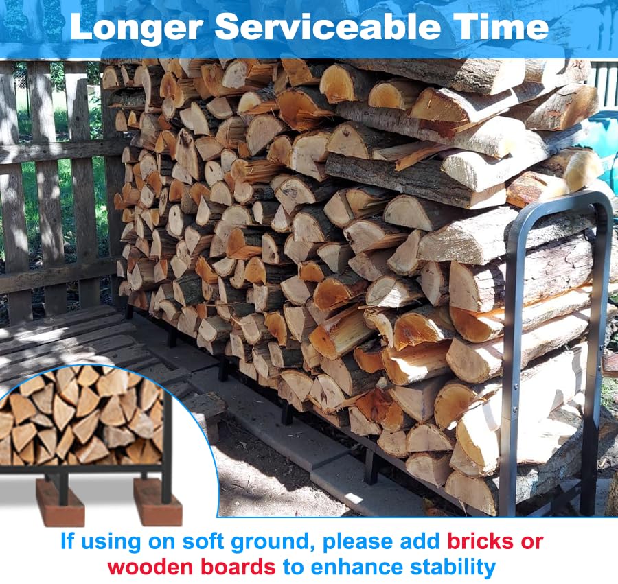 Tikimilor firewood rack black powder-coated finish resists rust and weathering.