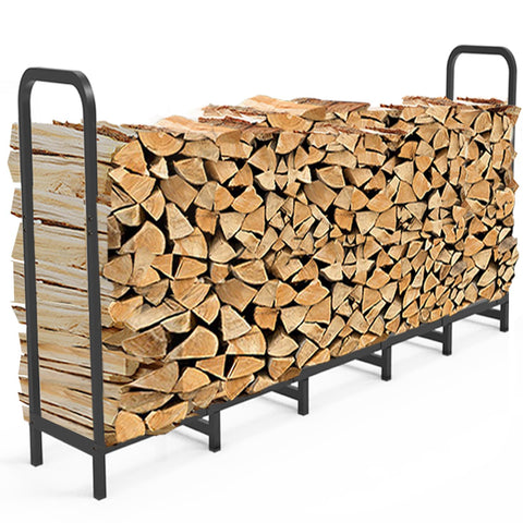 Tikimilor firewood rack stand enables organized wood storage for cozy indoor or outdoor fireplaces.