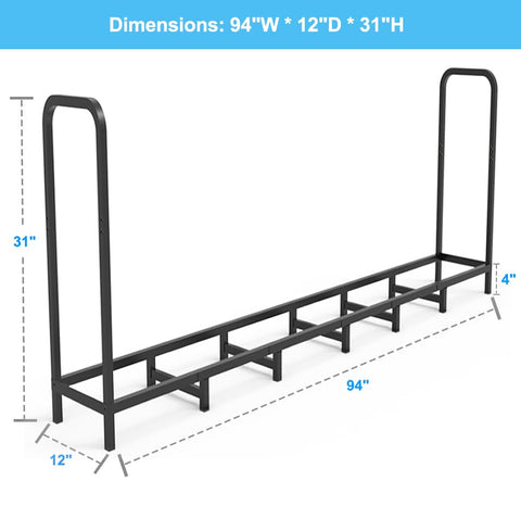Tikimilor firewood rack with two-layer black powder coat resists rust and weather.
