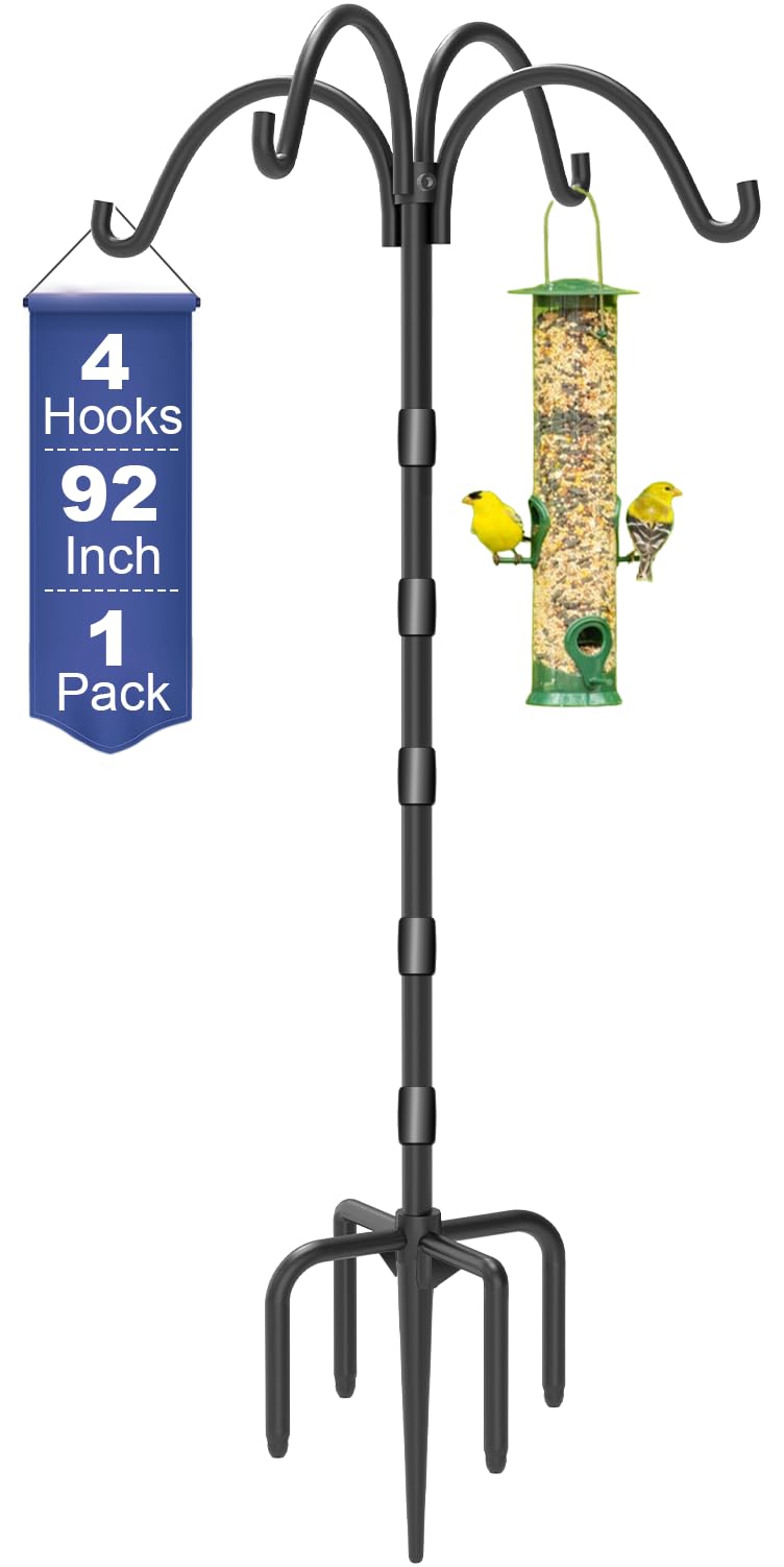 Tikimilor Upgrade 4-Hook shepherds hook base with multi-hook display for garden items.