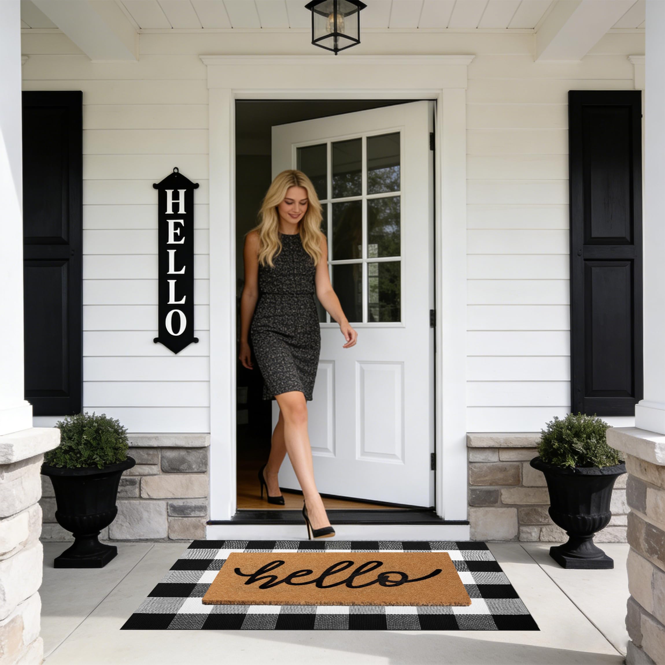 TIKIRUGI non-slip backing keeps mats securely in place on any entry surface.