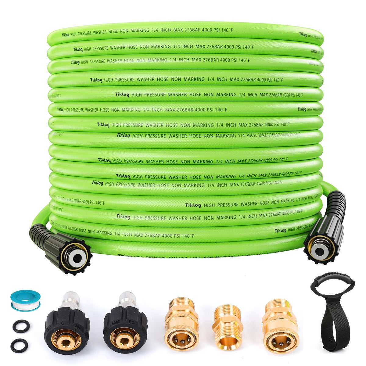 TikLog pressure washer hose 50ft with 14mm thread for durable cleaning power