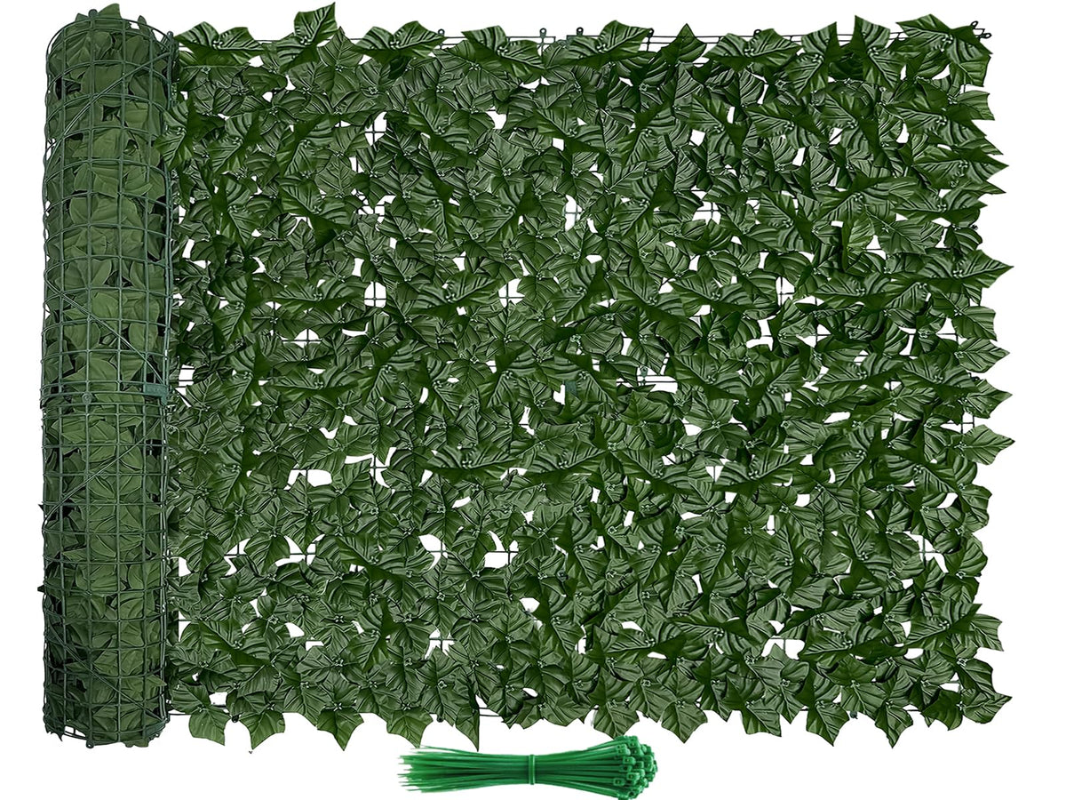 Tikroom artificial ivy fence privacy screen boosts outdoor privacy and ambiance.