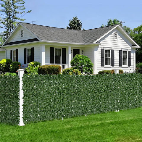 Tikroom dense ivy leaves panel provides lush backdrop for garden walls.