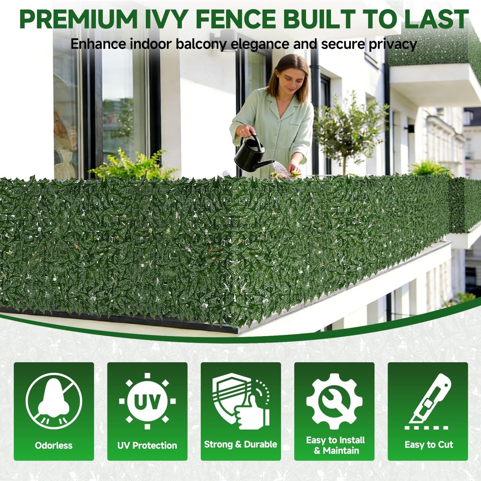 Tikroom ivy panel base facilitates easy installation on fences or frames.