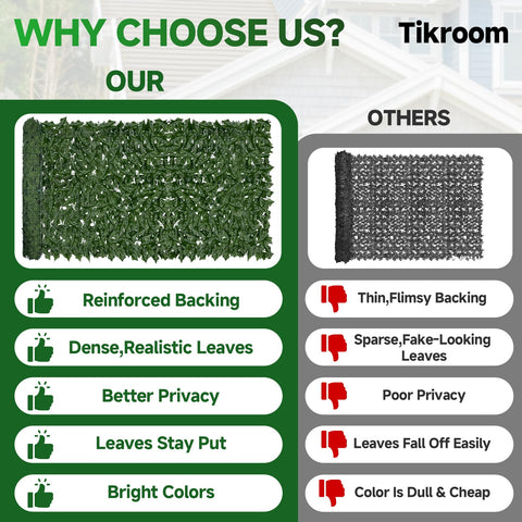 Tikroom patio balcony ivy fence screen creates a private, stylish area.