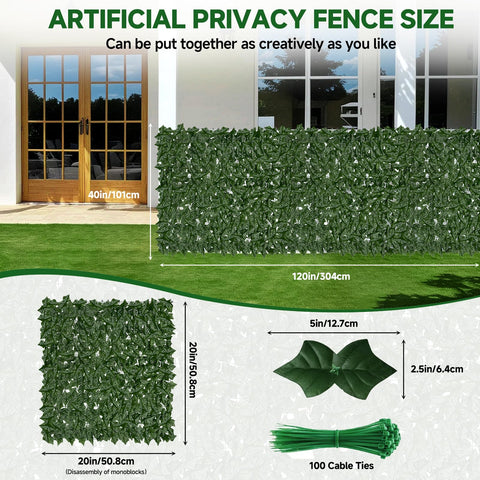Tikroom UV-resistant artificial ivy fence stays vibrant with minimal upkeep.