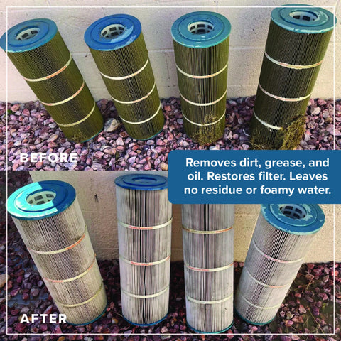 Tillbrook Pool Filter Cleaner soak process for deep cleaning of filters