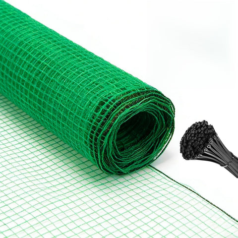 Tilvex 4x100ft green plastic garden fence rolled out for versatile outdoor use