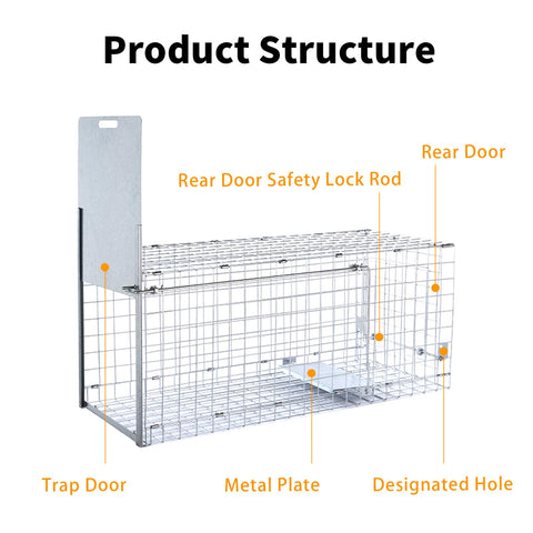 Timaze 42-inch live trap can handle up to 38 pounds, suitable for large dogs and wildlife.