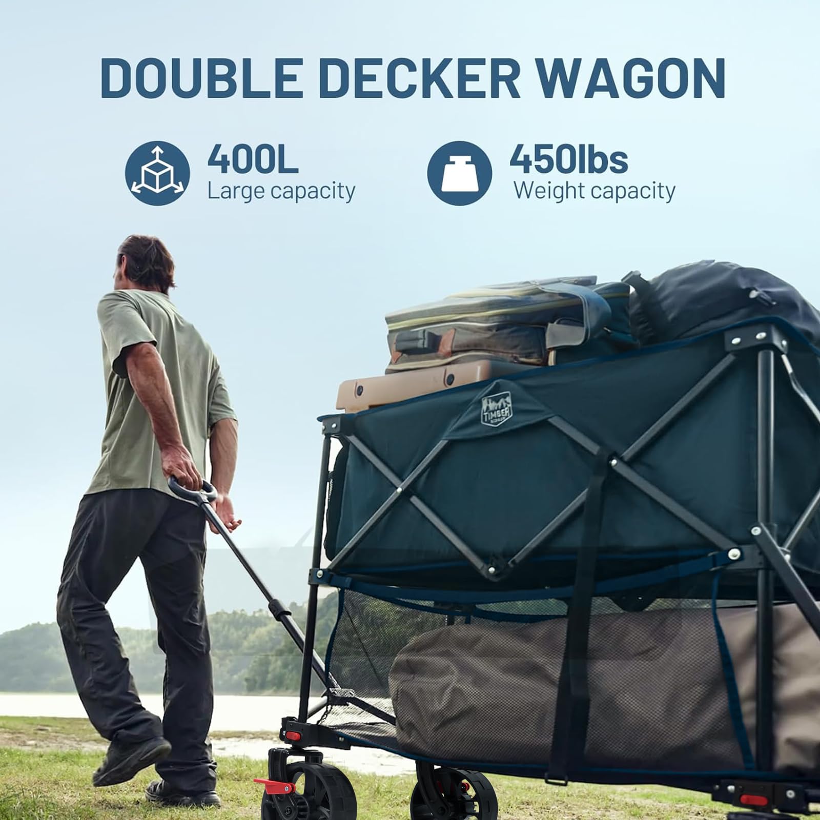 TIMBER RIDGE 400L all-terrain wheels glide over uneven ground with control.