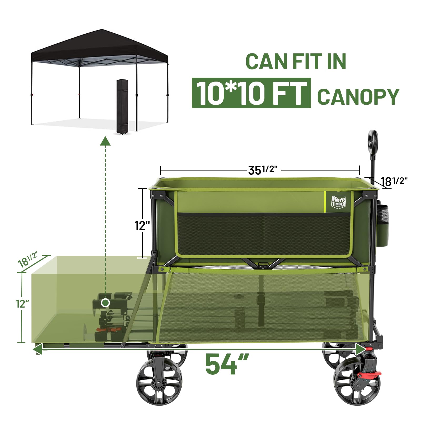 TIMBER RIDGE 400L front view with 360-degree wheels highlights maneuverability