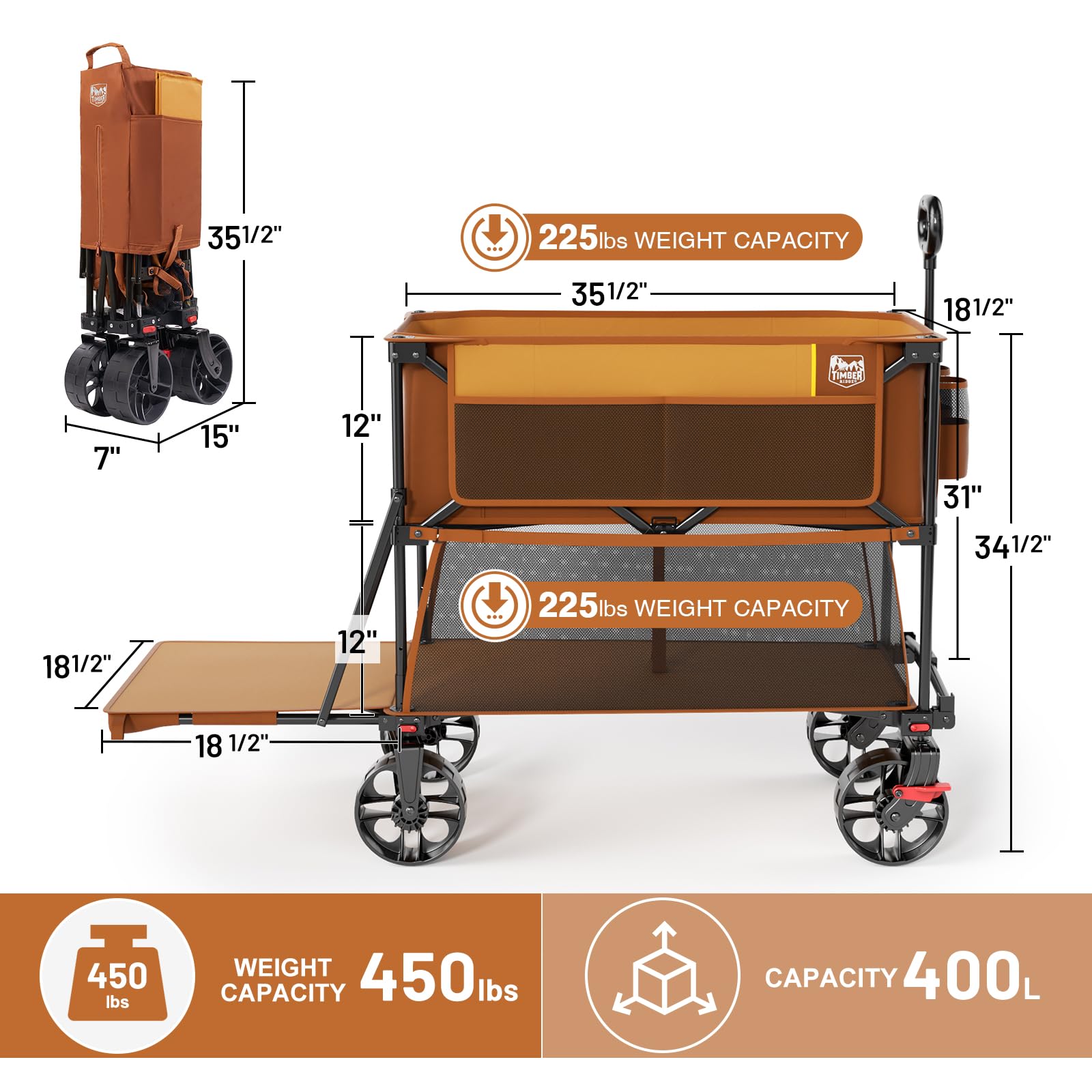 TIMBER RIDGE 400L heavy-duty steel frame supports demanding tasks.