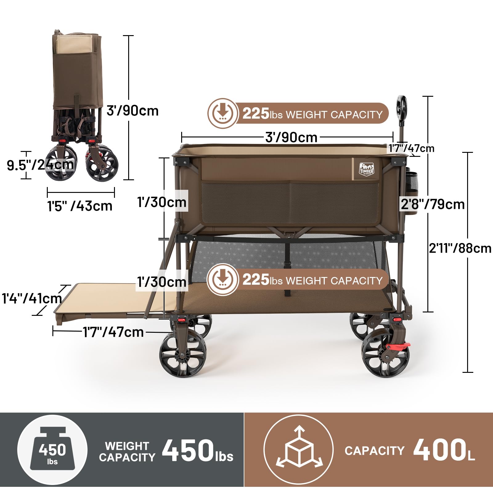 TIMBER RIDGE 400L oversized-items-transport carries chairs and tents with ease.