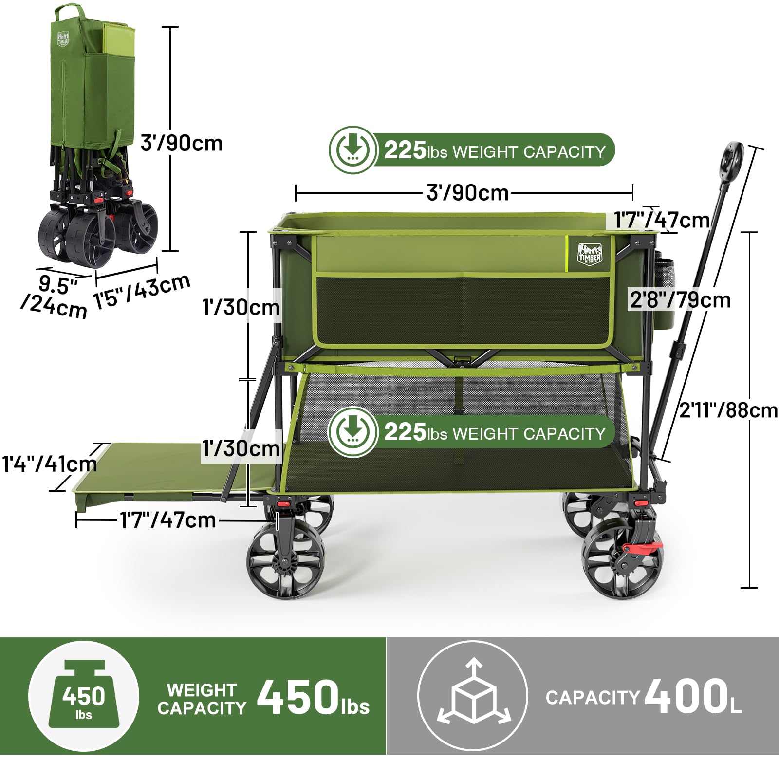 TIMBER RIDGE 400L camping and sports use-case scene conveys versatile transport