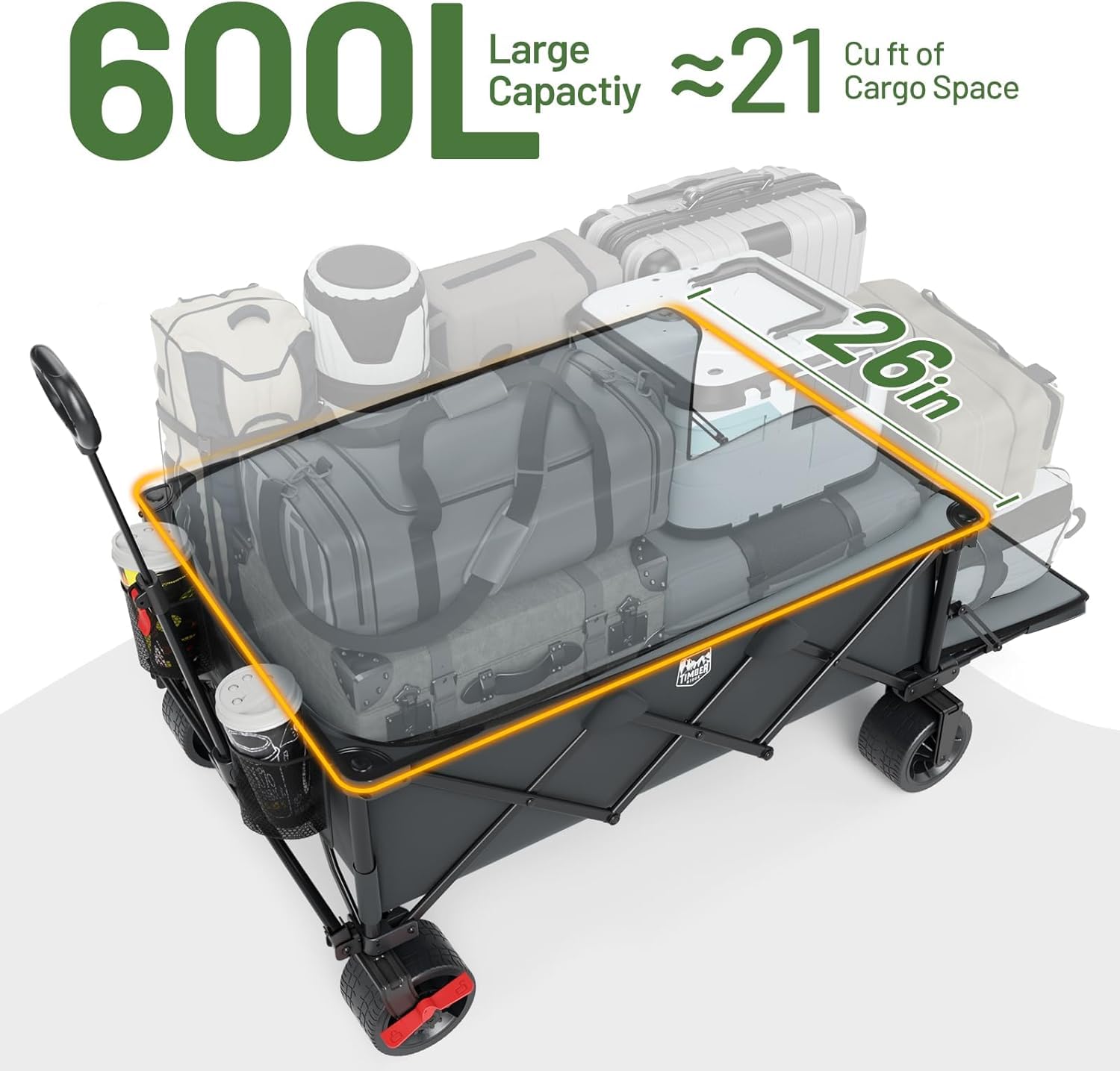 TIMBER RIDGE Beast Wagon steel frame offers sturdy support.