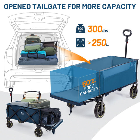 Timber Ridge blue wagon ready for outdoor camping trips