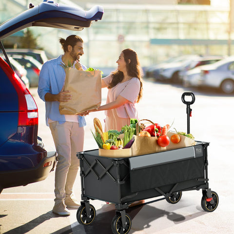 Timber Ridge wagon 360-degree wheels for smooth navigation on varied terrain