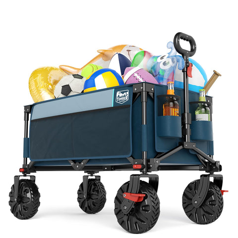 Timber Ridge blue collapsible wagon showing full capacity and loading space