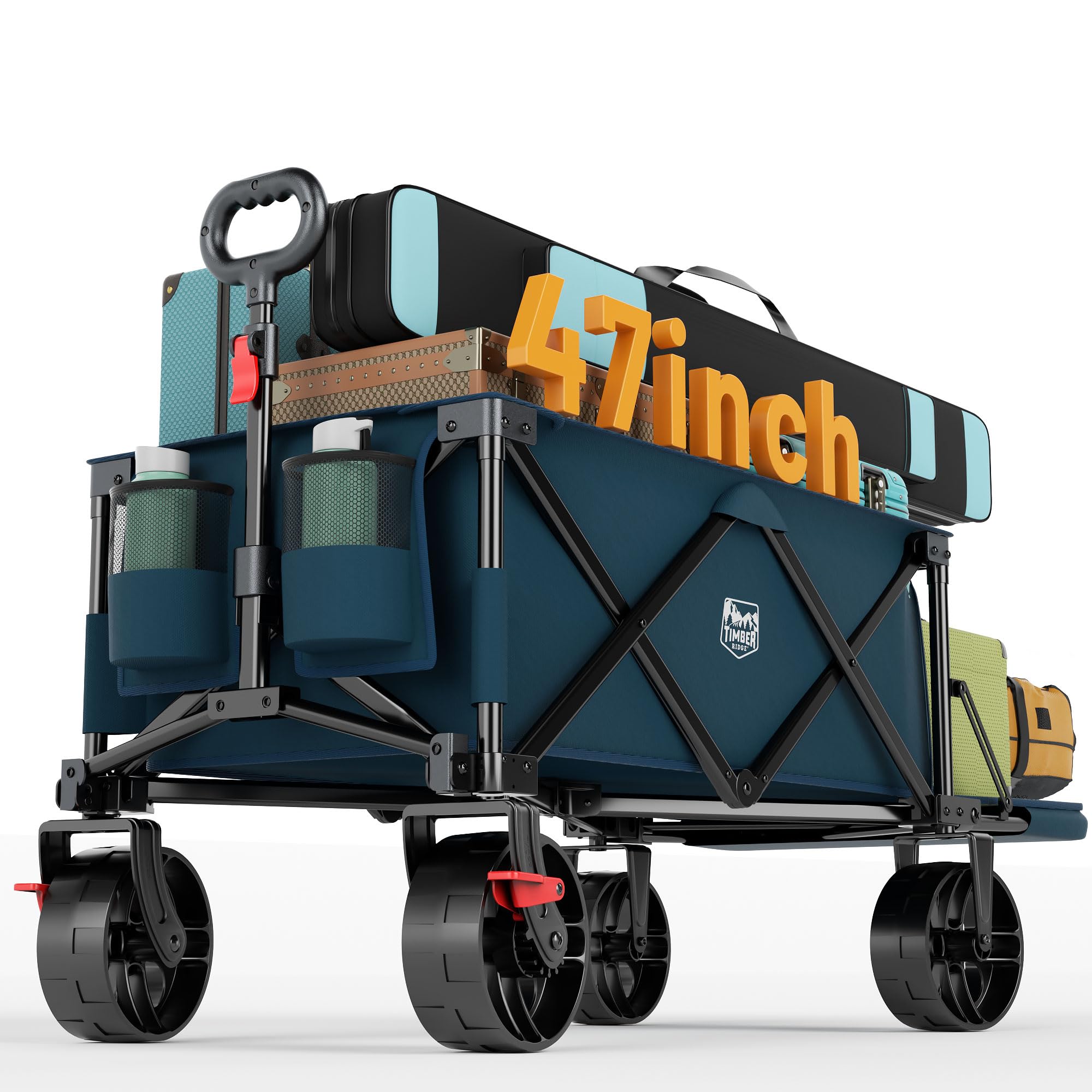 Timber Ridge collapsible wagon showing tailgate for easy loading at a picnic.